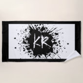 Cool Fun Black White Monogram Modern Strandlaken (Voorkant)