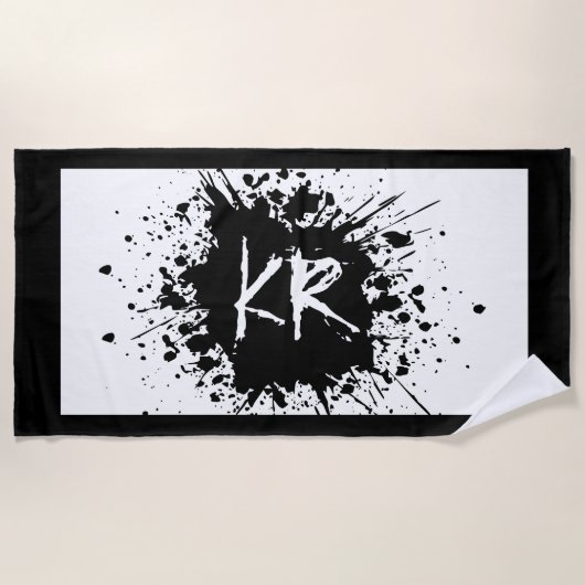 Cool Fun Black White Monogram Modern Strandlaken (Voorkant)