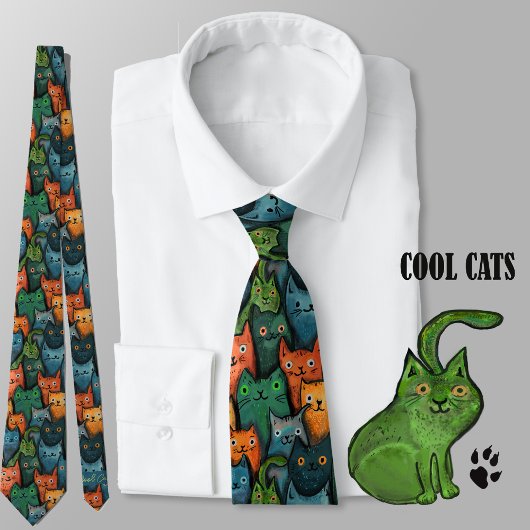 Cool Fun Cat Seamles Patroon Stropdas