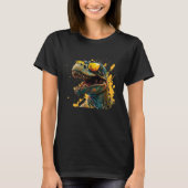 Cool fun dinosaur raptor with sunglasses  4 t-shirt (Voorkant)