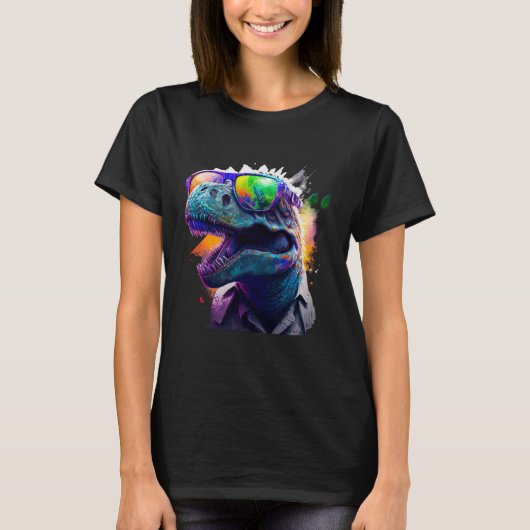 Cool fun dinosaur Rex with sunglasses T-shirt (Voorkant)