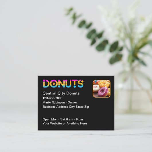 Cool Fun Donut Theme Doughnut Shop Visitekaartje (Staand voorkant)