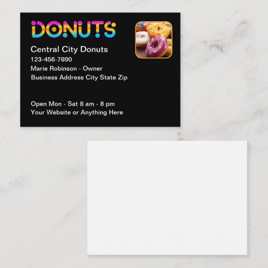 Cool Fun Donut Theme Doughnut Shop Visitekaartje (Voorkant / Achterkant)