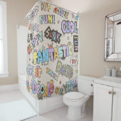 Cool Fun Doodle Lettering  Douchegordijn (In situ)