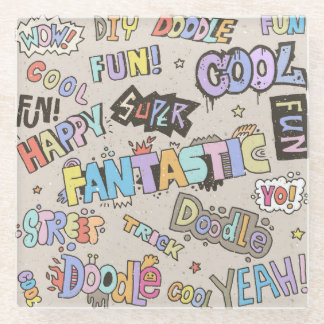 Cool Fun Doodle Lettering  Glazen Onderzetter