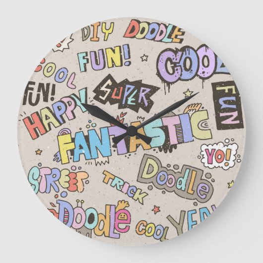 Cool Fun Doodle Lettering  Grote Klok (Voorkant)