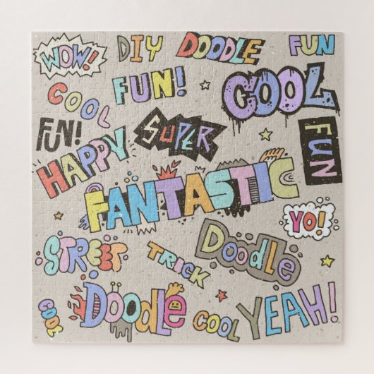 Cool Fun Doodle Lettering Legpuzzel (Verticaal)