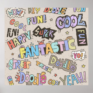 Cool Fun Doodle Lettering  Poster