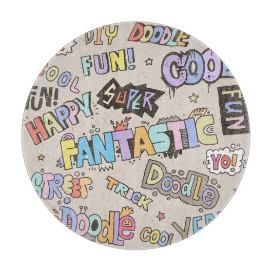 Cool Fun Doodle Lettering Snijplank (Voorkant)