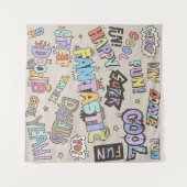 Cool Fun Doodle Lettering Wandkleed (Voorkant (horizontaal))