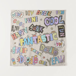 Cool Fun Doodle Lettering Wandkleed
