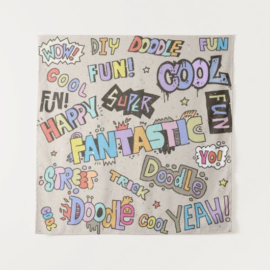 Cool Fun Doodle Lettering Wandkleed (Voorkant)