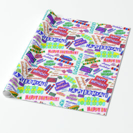 Cool Fun Dynamic Retro Happy Birthday Patroon Cadeaupapier