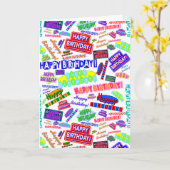 Cool Fun Dynamic Retro Happy Birthday Pattern Kaart (Gele Bloem)