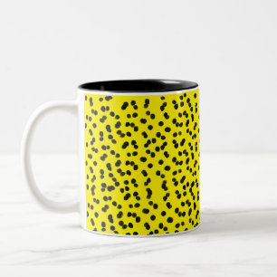 Cool Fun Geel Zwart Stippen Dalmatiër Patroon Tweekleurige Koffiemok