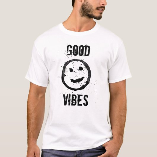 Cool Fun Good vibes Smile face Custom text T-shirt (Voorkant)