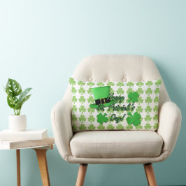 Cool fun Green top hat Shamrocks Patrick Day white Kussen