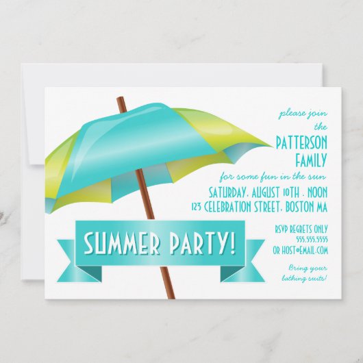 Cool Fun in Sun Summer Party Invitation Kaart (Voorkant)