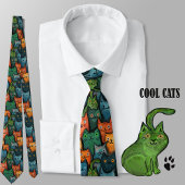 Cool Fun Kat Naadloos Patroon Necktie Stropdas
