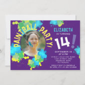 Cool Fun Kleurrijke Paarse Paintball Kleur Splette Kaart (Voorkant)