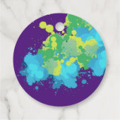 Cool Fun Kleurrijke Paarse Paintball Spletters Tee Bedankjes Labels (Achterkant)