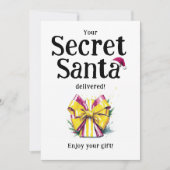 Cool Fun Kleurrijke Secret Santa Gift Bow Waterver Feestdagenkaart (Voorkant)