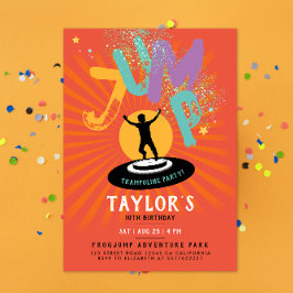 Cool Fun Kleurrijke Trampoline Jump Bounce Party Kaart