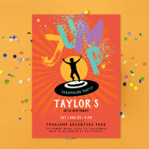 Cool Fun Kleurrijke Trampoline Jump Bounce Party Kaart