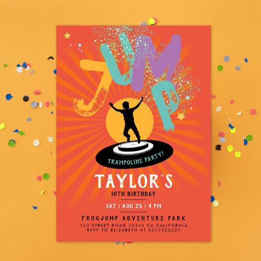 Cool Fun Kleurrijke Trampoline Jump Bounce Party Kaart
