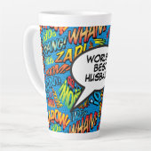 Cool Fun Man Kleurrijke Comic Typographic Latte Mok (Linkerhoek)