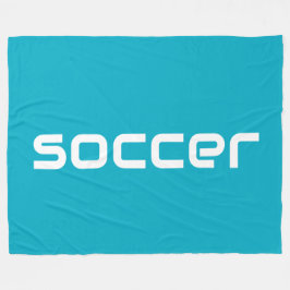 Cool Fun Modern White Voetbal Tekst op Azure Blue Fleece Deken