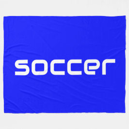 Cool Fun Modern White Voetbal Tekst op Vivid Blue Fleece Deken
