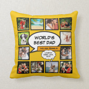 Cool Fun Modern World's Best Dad Photo Collage Kussen