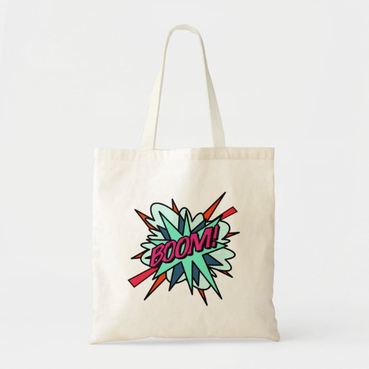 Cool Fun Moderne Comic Book BOOM Tote Bag (Voorkant)