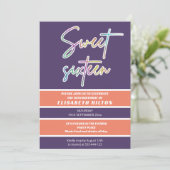 Cool fun neon typografie strepen zoet 16 kaart (Staand voorkant)
