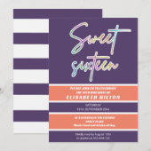 Cool fun neon typografie strepen zoet 16 kaart (Voorkant / Achterkant)