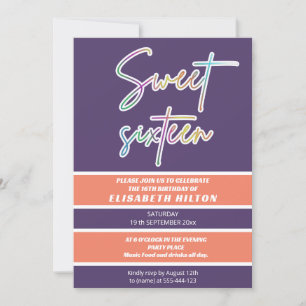 Cool fun neon typografie strepen zoet 16 kaart