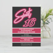 Cool fun neon typografie strepen zoet 16 kaart (Staand voorkant)
