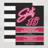 Cool fun neon typografie strepen zoet 16 kaart (Voorkant / Achterkant)