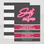 Cool fun neon typografie strepen zoet 16 kaart (Voorkant / Achterkant)