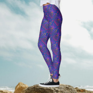 Cool Fun Paarse Blue Halloween Spider Webpatroon Leggings