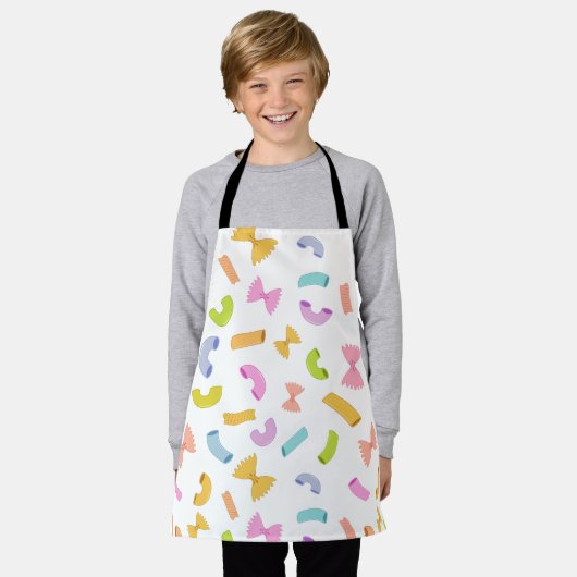 Cool fun pasta macaroni kleurrijk patroon op wit schort (Gedragen)