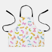 Cool fun pasta macaroni kleurrijk patroon op wit schort (Voorkant)