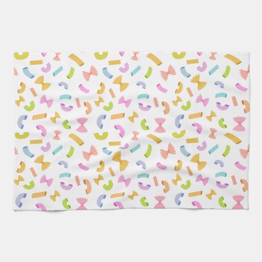 Cool fun pasta macaroni kleurrijk patroon op wit theedoek (Horizontaal)