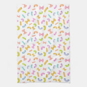 Cool fun pasta macaroni kleurrijk patroon op wit theedoek (Verticaal)
