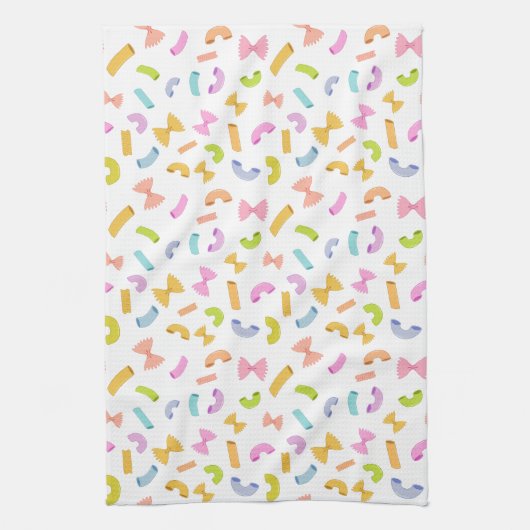 Cool fun pasta macaroni kleurrijk patroon op wit theedoek (Verticaal)