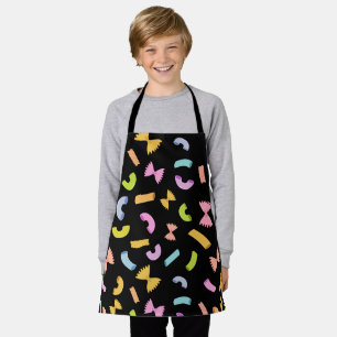 Cool fun pasta macaroni kleurrijk patroon op zwart schort