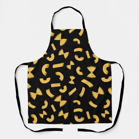 Cool fun pasta macaroni patroon op zwart schort (Voorkant)