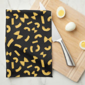 Cool fun pasta macaroni patroon op zwart theedoek (Quarter Fold)