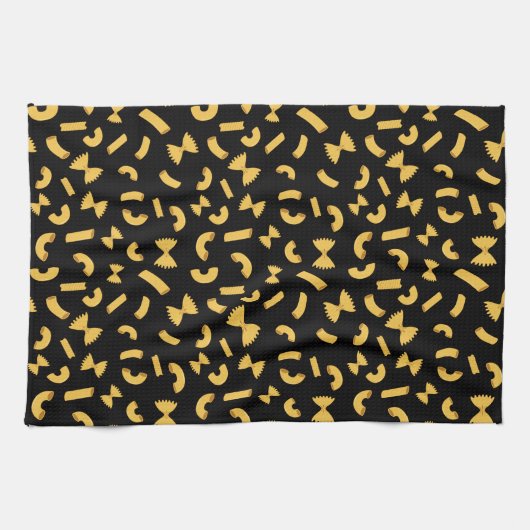 Cool fun pasta macaroni patroon op zwart theedoek (Horizontaal)